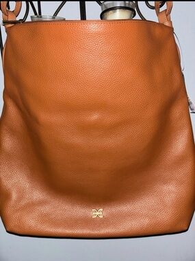 Sam Edelman Pebbled Leather Shoulder Bag in Cognac